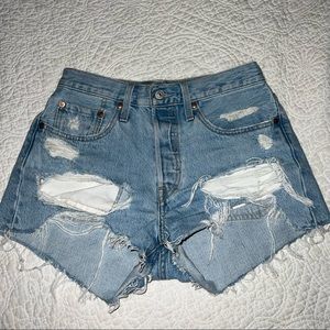 Levi’s 501 distressed jean shorts